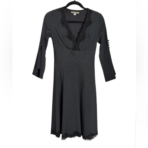 Louis Verdad Pinstripe And Lace Dress Size Small - Picture 1 of 4